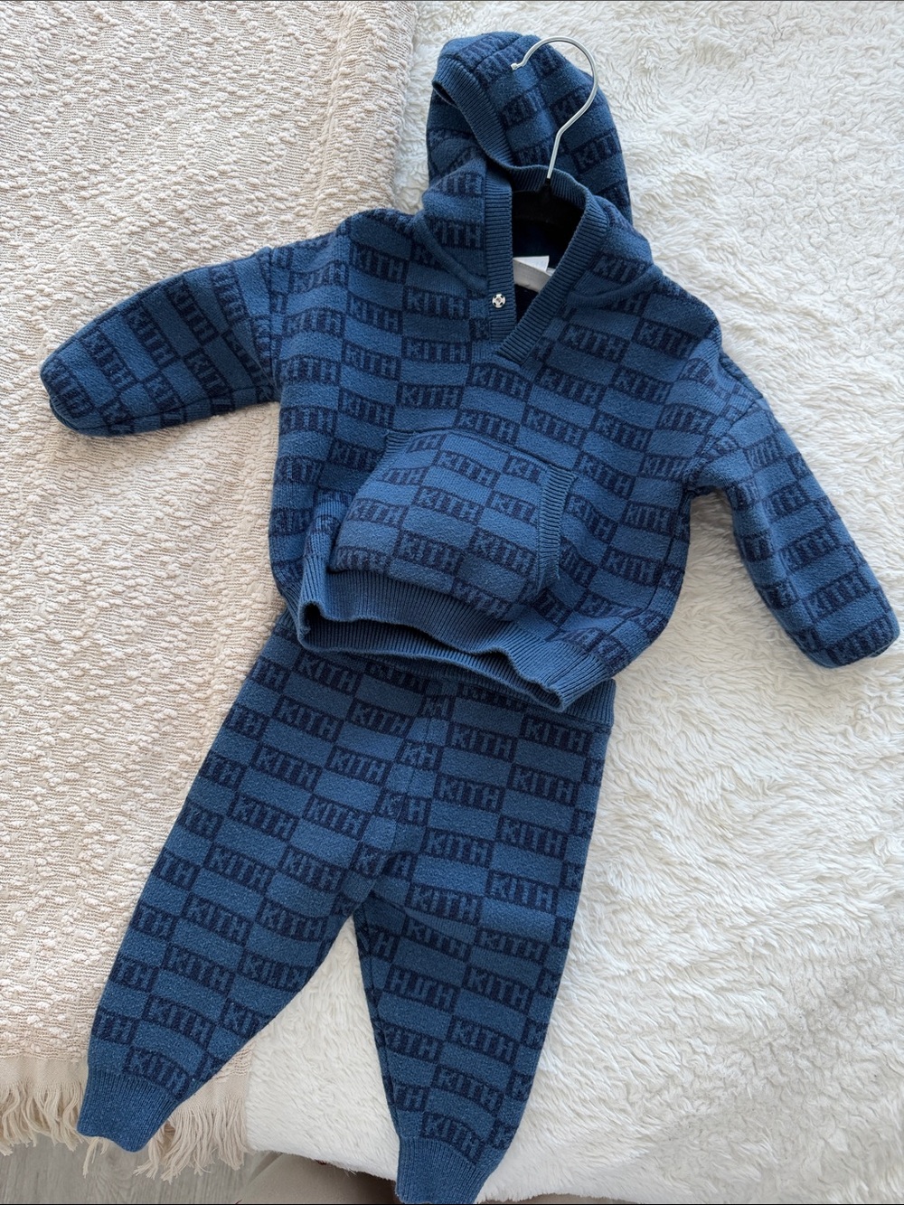 Kith Navy and Dark Navy Logo Knit Hoodie & Jogger Set